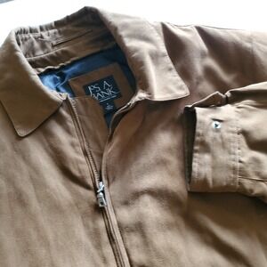 Jos. A. Bank Mens Large Regular Removable Lining Faux Suede Bomber Jacket Brown